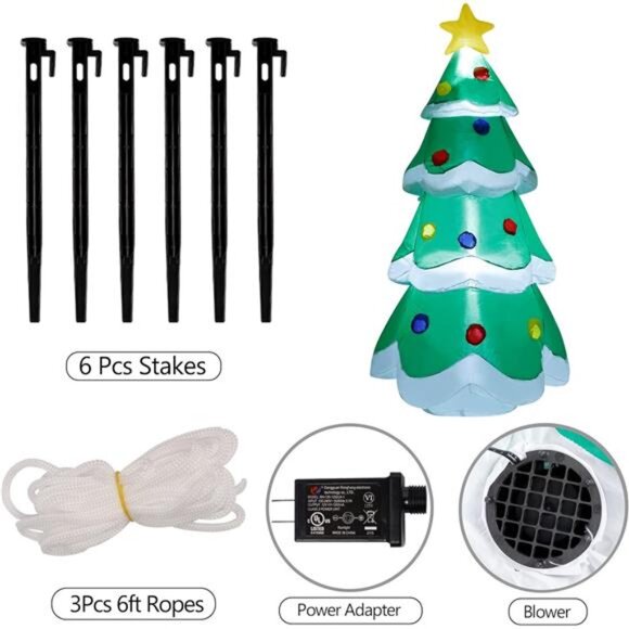 5 FT Inflatable Christmas Tree, LED Light up Xmas Tree Blow up Decorations - Picture 5 of 8